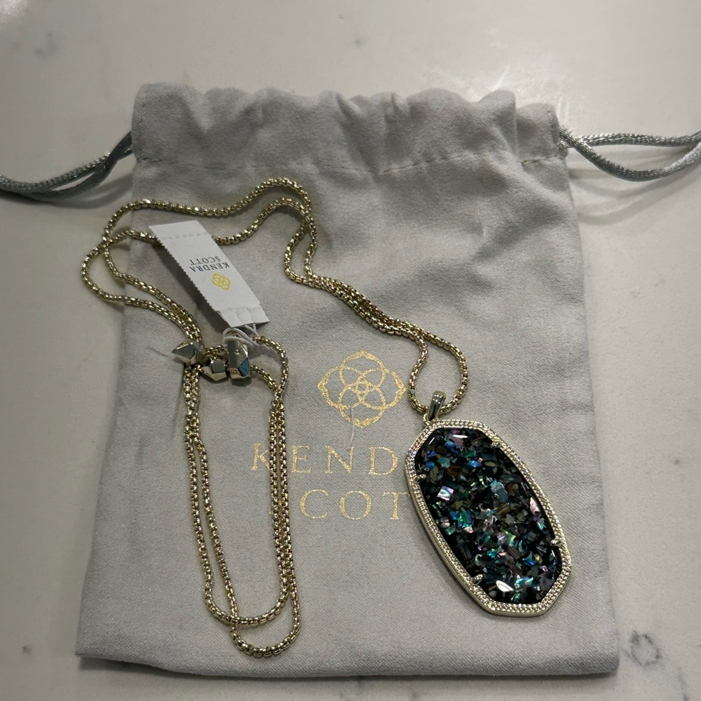 Kendra Scott Reid Gold Crushed Purple Abalone Necklace NWT